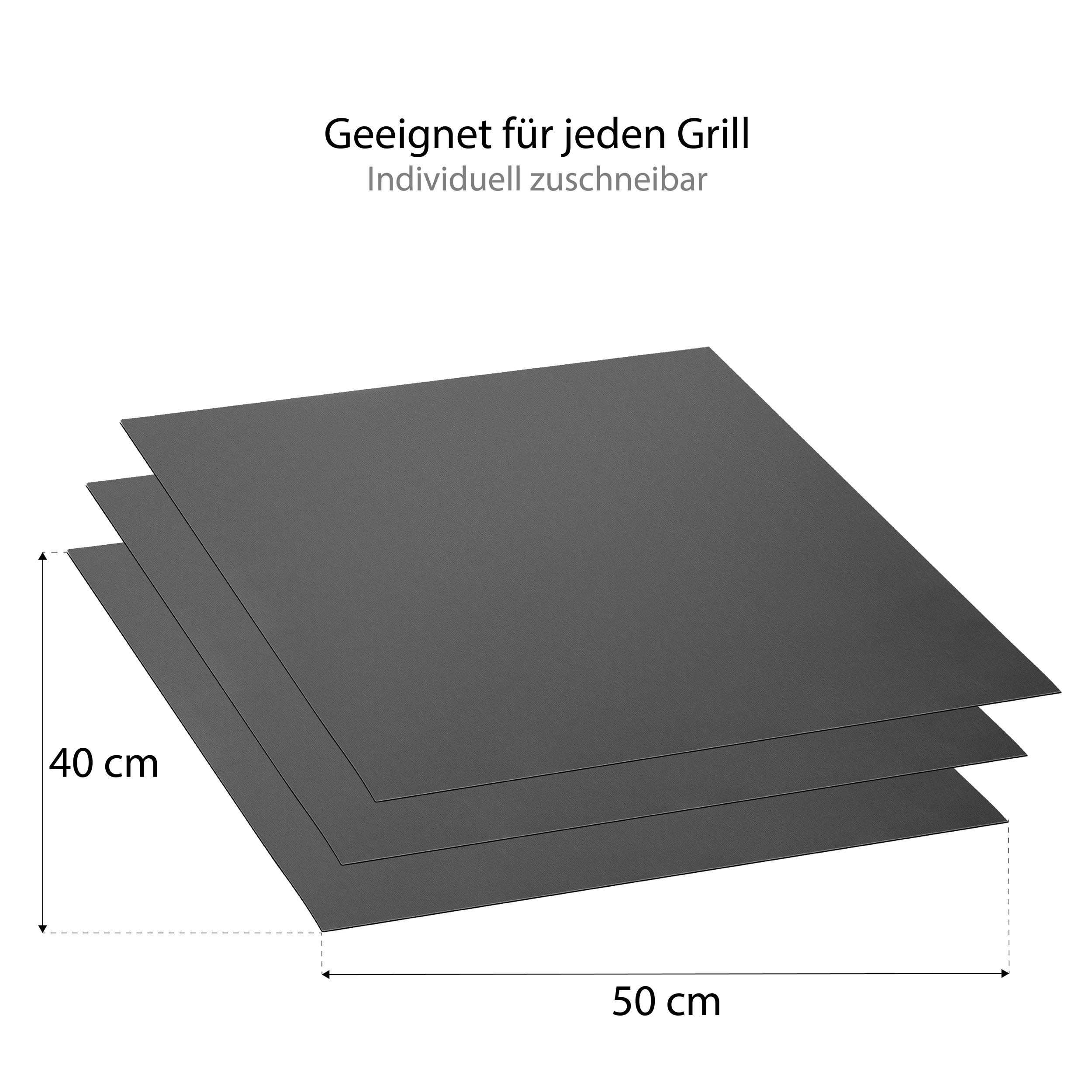 VENETUS-BBQ Premium Grillmatten (3-er Set) 40x50cm für Gasgrill und Holzkohle - extra stark